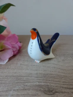 Salière / Poivrière vintage soviétique en forme d’oiseau bleu cobalt