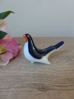 Salière / Poivrière vintage soviétique en forme d’oiseau bleu cobalt