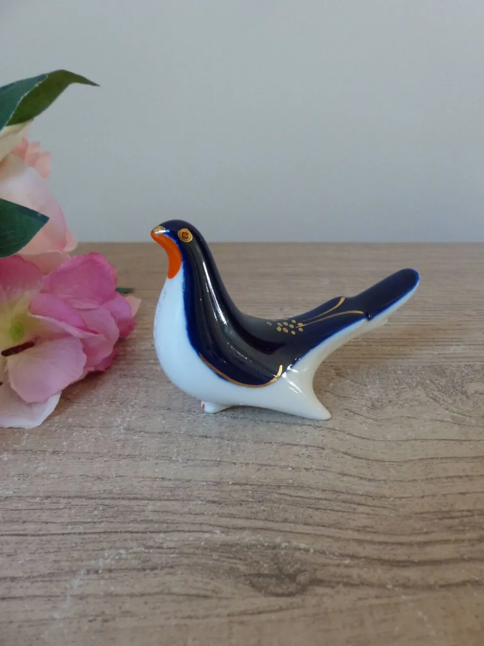 Salière / Poivrière vintage soviétique en forme d’oiseau bleu cobalt