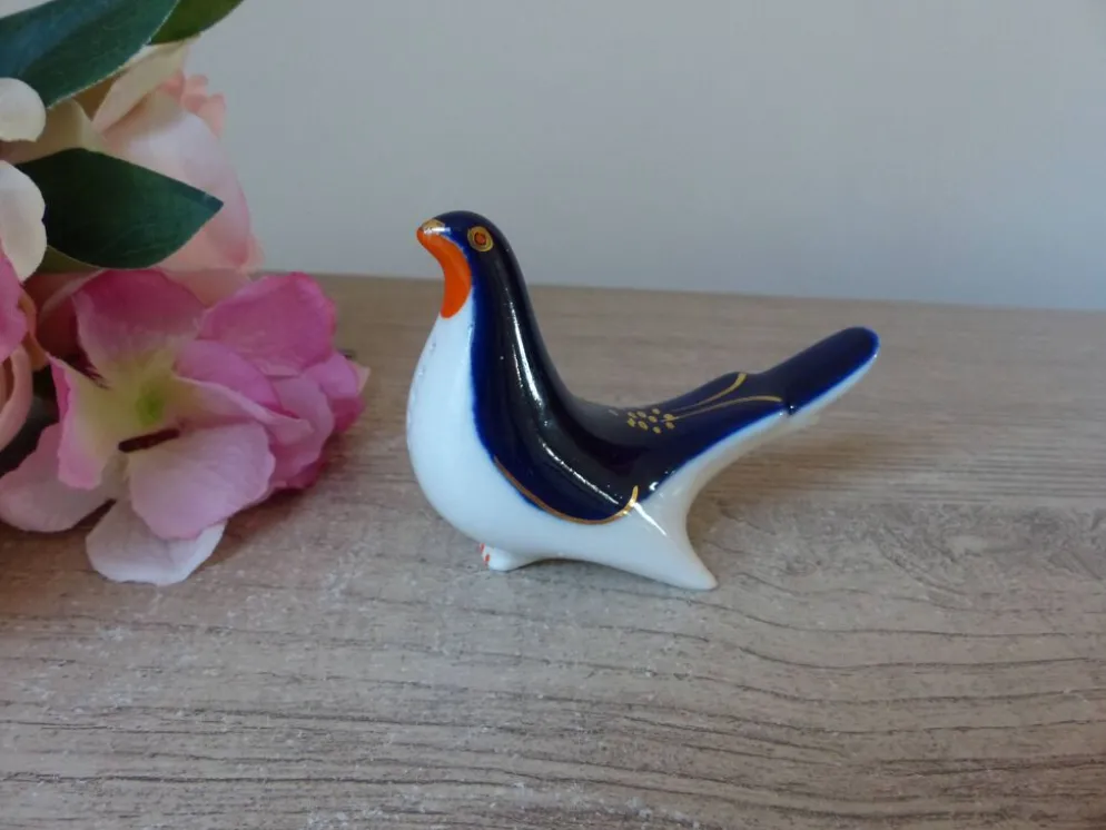 Salière / Poivrière vintage soviétique en forme d’oiseau bleu cobalt