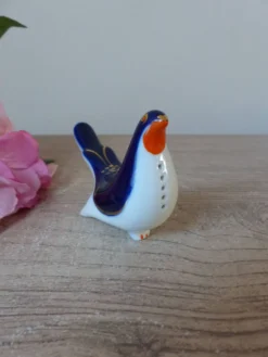 Salière / Poivrière vintage soviétique en forme d’oiseau bleu cobalt