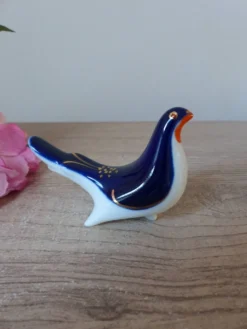 Salière / Poivrière vintage soviétique en forme d’oiseau bleu cobalt