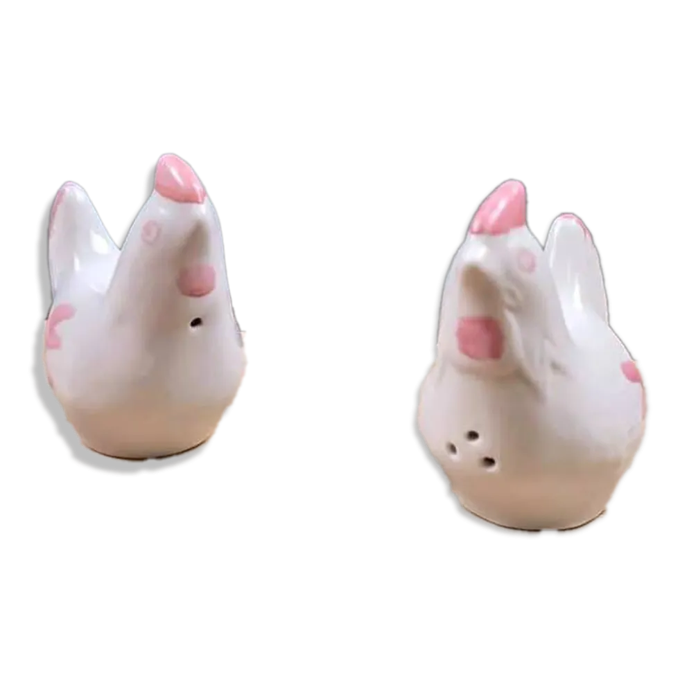 Salière & poivrière zoomorphe original vintage en forme de poules