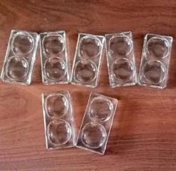 7 salières à double sel anciennes en verre transparent france