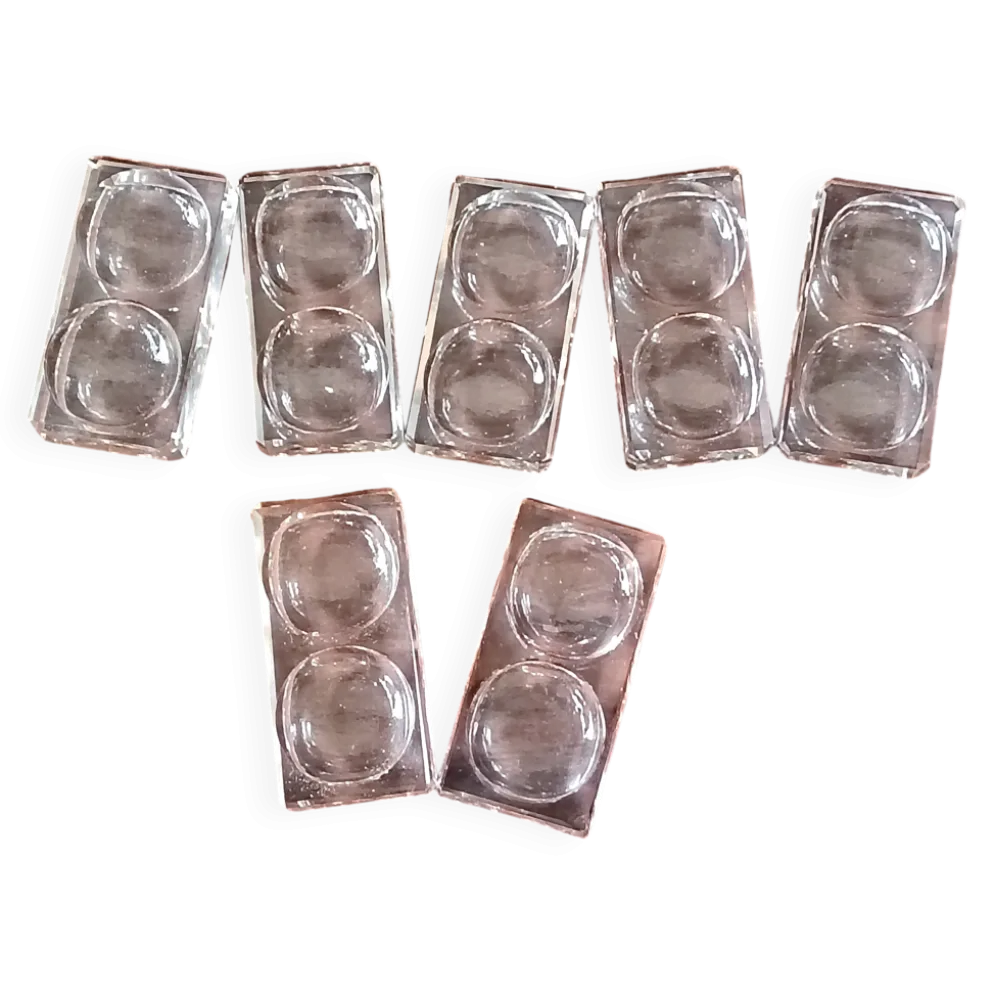 7 salières à double sel anciennes en verre transparent france