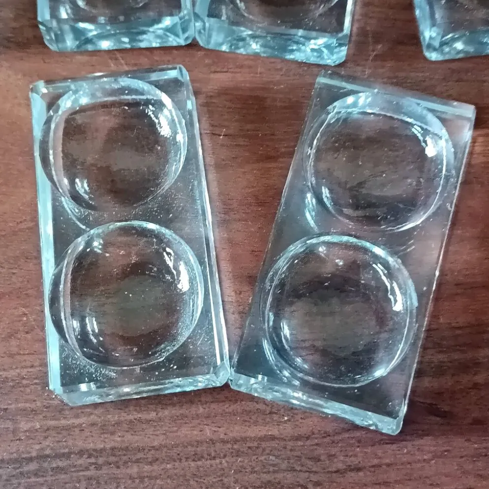 7 salières à double sel anciennes en verre transparent france