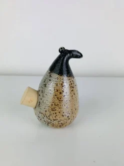 Salière zoomorphe en grès, oiseau, vintage