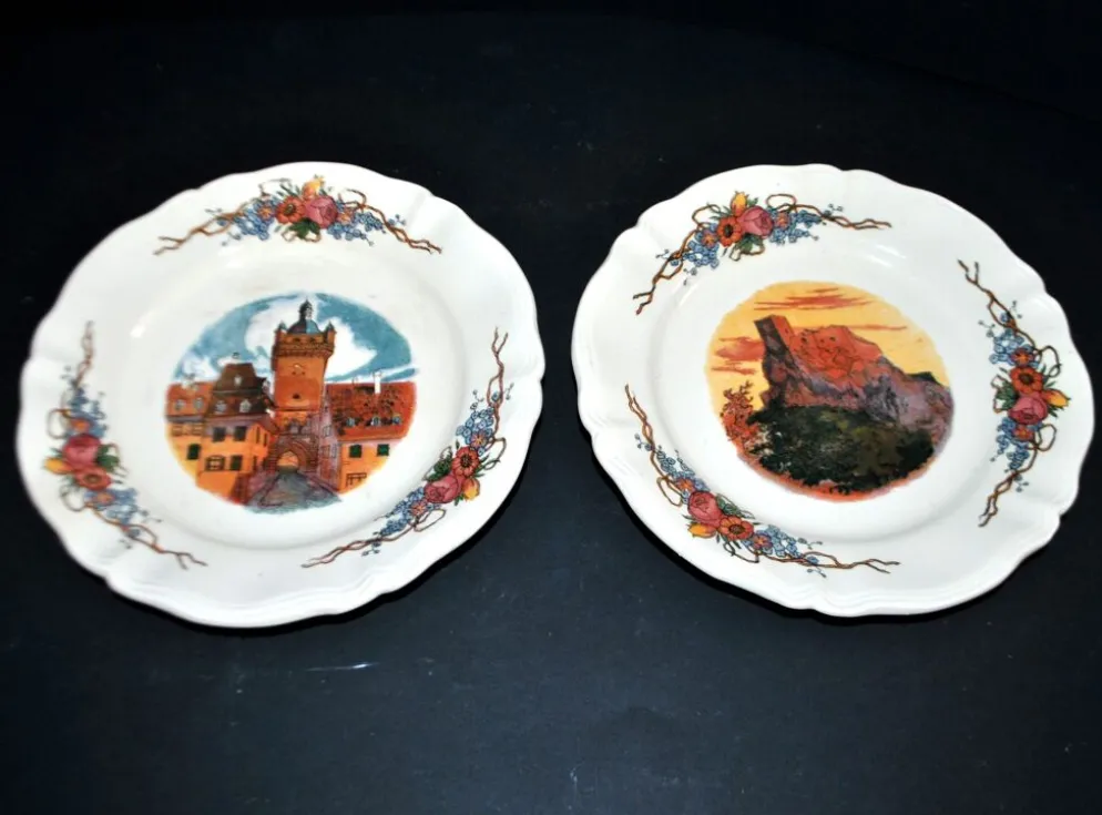 Sarreguemines lot de 2 assiettes à dessert Obernai décor Loux 3 fleurs