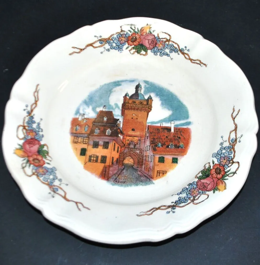 Sarreguemines lot de 2 assiettes à dessert Obernai décor Loux 3 fleurs