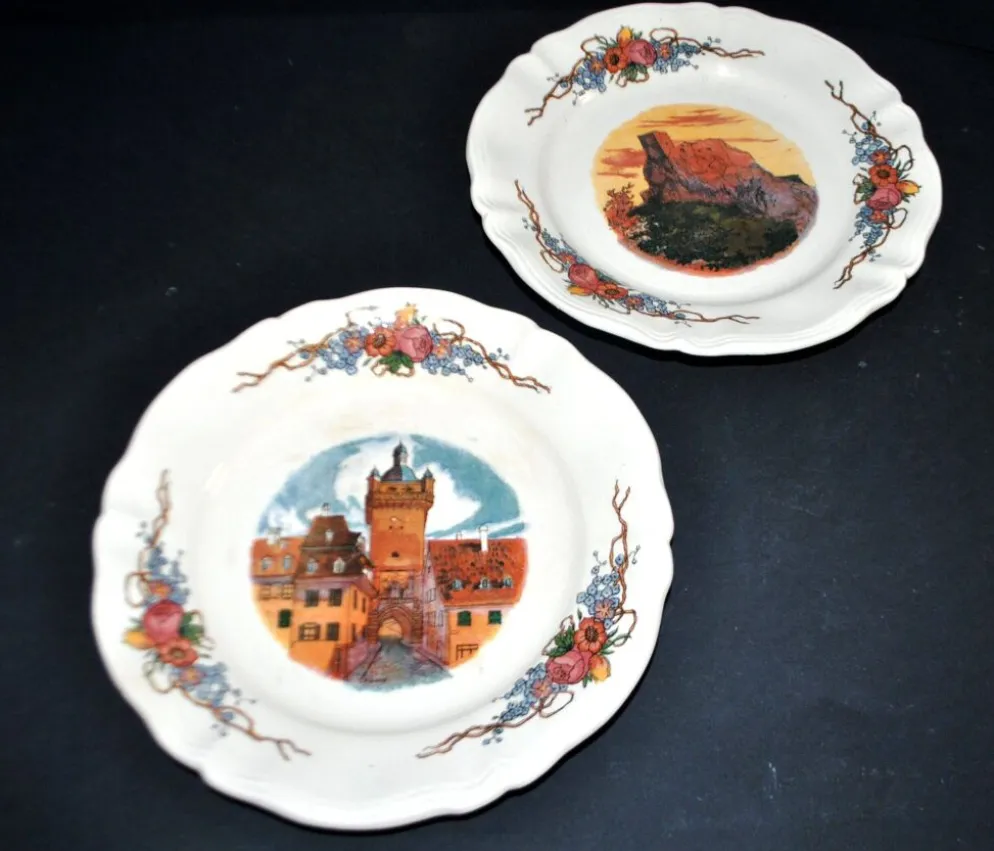 Sarreguemines lot de 2 assiettes à dessert Obernai décor Loux 3 fleurs