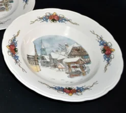 Sarreguemines lot de 3 assiettes anciennes Obernai décor Loux 4 fleurs