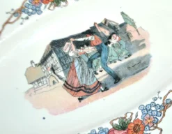 Sarreguemines lot saucière et ravier en faïence décor 