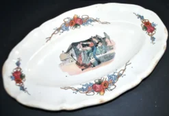 Sarreguemines lot saucière et ravier en faïence décor 
