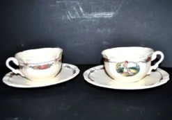 Sarreguemines lot 2 tasses déjeuner faïence obernai ganzeliese et noeud
