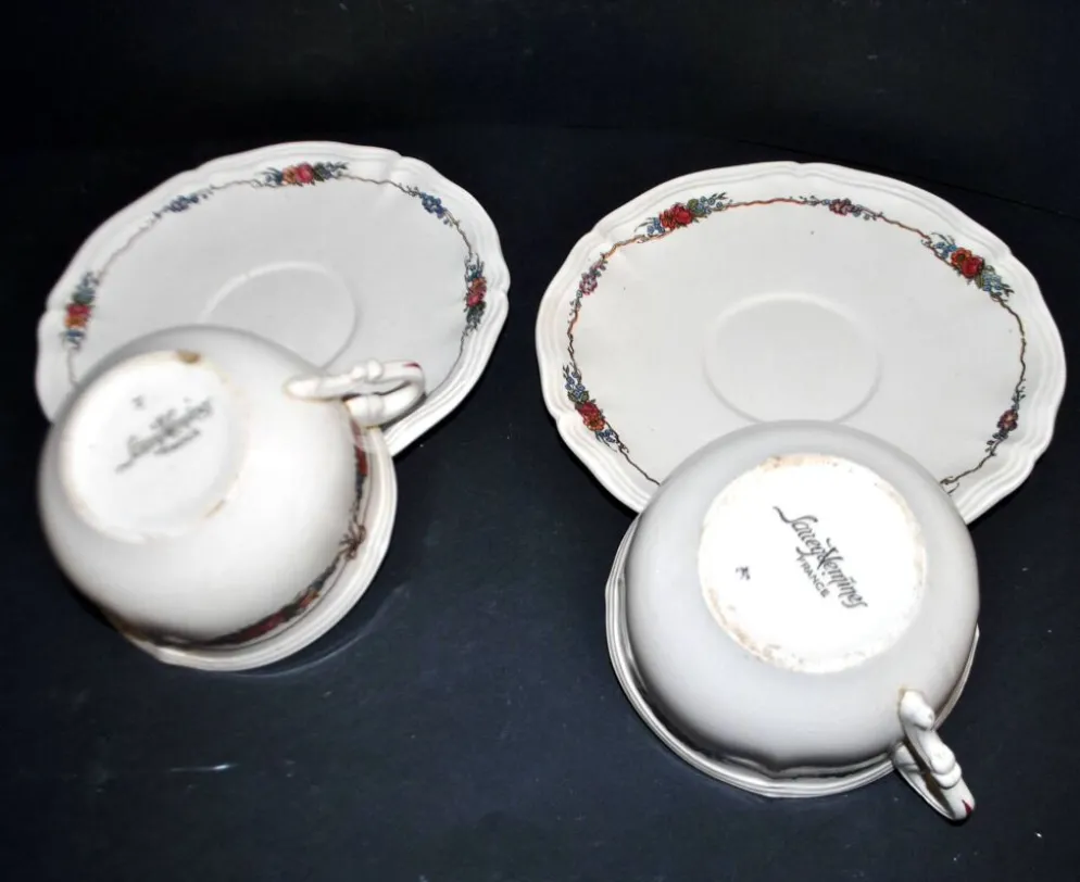 Sarreguemines lot 2 tasses déjeuner faïence obernai ganzeliese et noeud