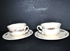 Sarreguemines lot 2 tasses déjeuner faïence obernai ganzeliese et noeud