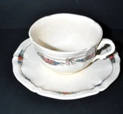 Sarreguemines lot 2 tasses déjeuner faïence obernai ganzeliese et noeud