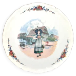 Sarreguemines plat à tarte en faïence Alsace décor