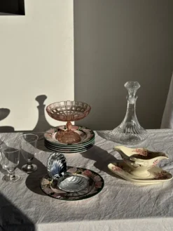 Saucier ancienne en faïence rose de Badonviller modèle Jasmin