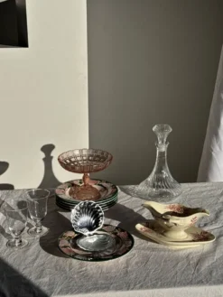 Saucier ancienne en faïence rose de Badonviller modèle Jasmin