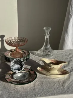Saucier ancienne en faïence rose de Badonviller modèle Jasmin