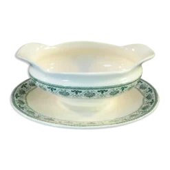 Sauciere en faience Boch freres la louviere décor palmette