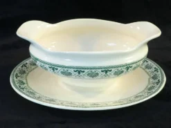 Sauciere en faience Boch freres la louviere décor palmette