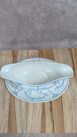 Saucière ancienne Boch décor bleu – charme campagne chic