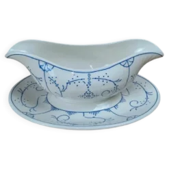 Saucière ancienne Boch décor bleu – charme campagne chic