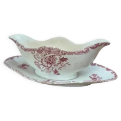 Saucière ancienne Clairefontaine modèle Paveau – Terre de fer rouge – Patine ancienne