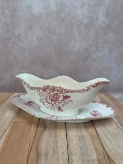Saucière ancienne Clairefontaine modèle Paveau – Terre de fer rouge – Patine ancienne