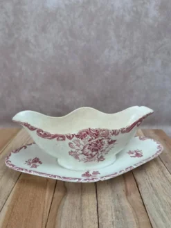 Saucière ancienne Clairefontaine modèle Paveau – Terre de fer rouge – Patine ancienne