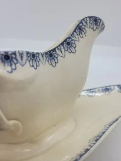 Saucière ancienne faïence décor Rouen Lunéville K&G