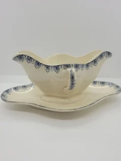 Saucière ancienne faïence décor Rouen Lunéville K&G