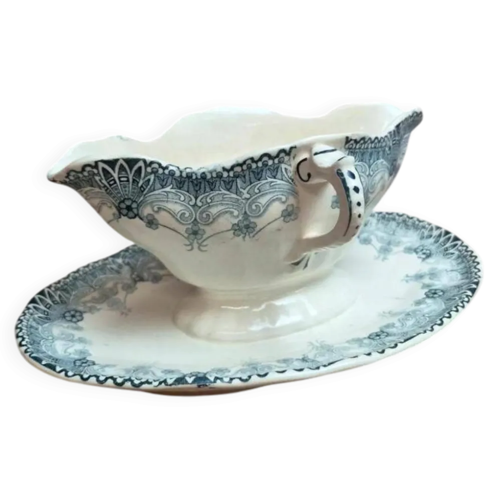 Saucière ancienne Hippolyte Boulenger Choisy-le-roi modèle Henriette en terre de fer