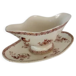 Saucière ancienne terre de fer Gien modèle Mai vers 1900