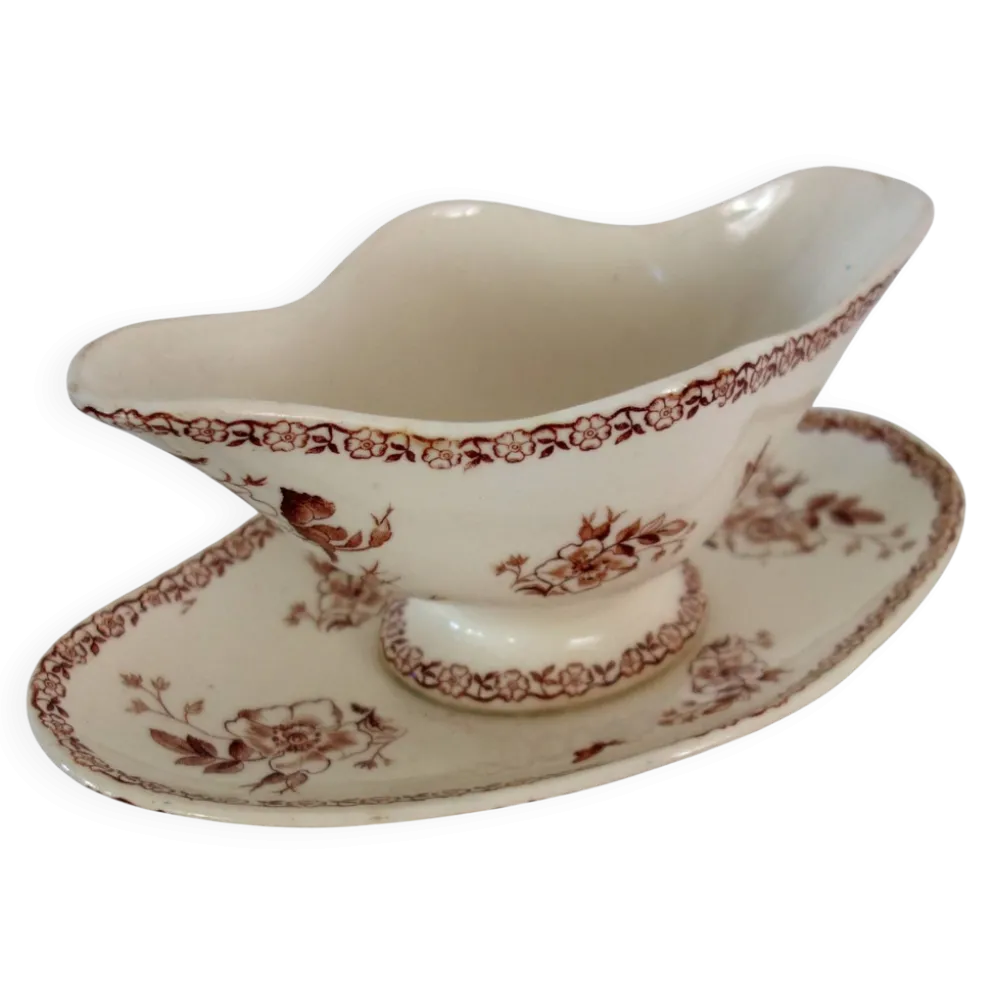 Saucière ancienne terre de fer Gien modèle Mai vers 1900