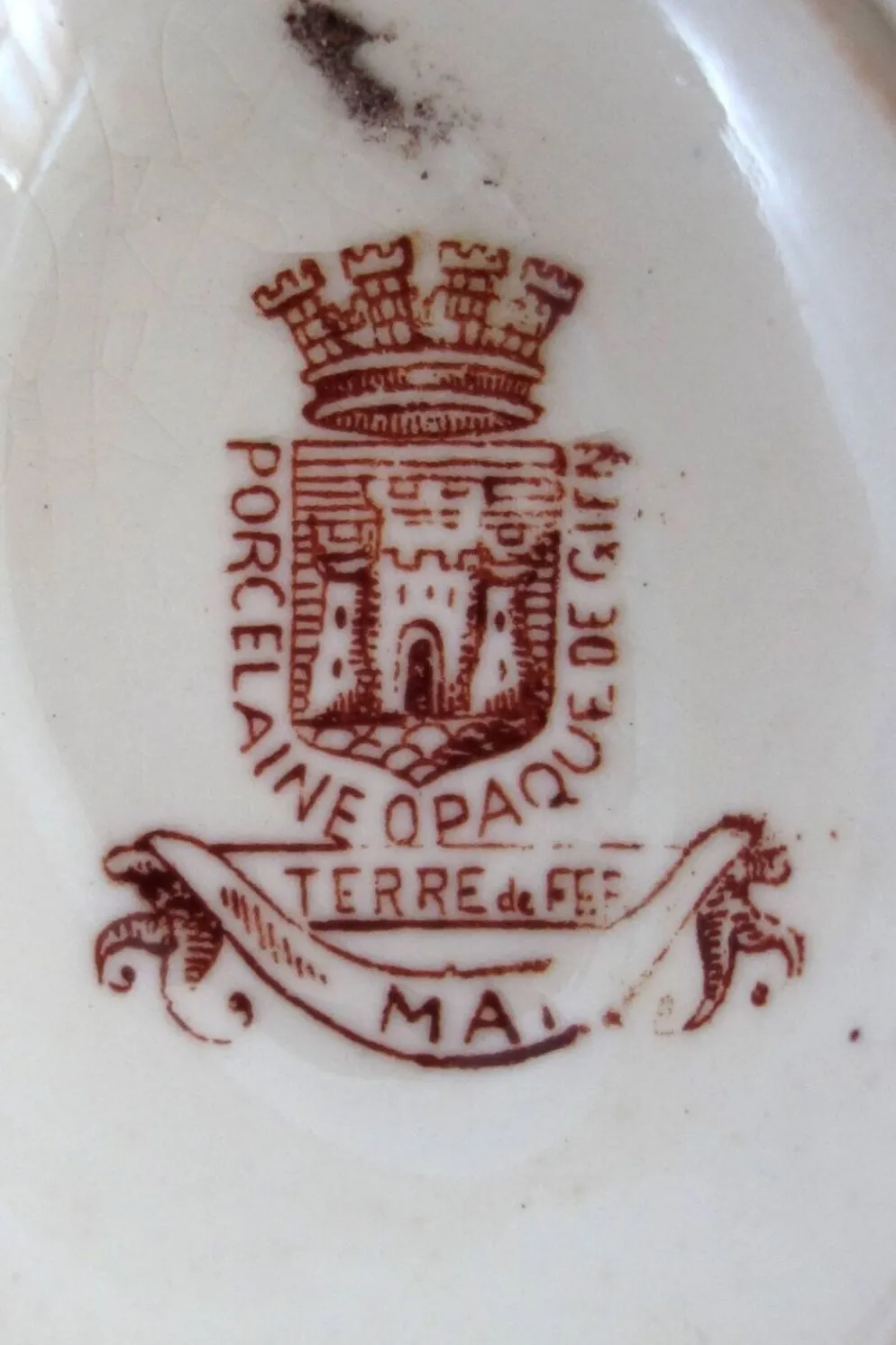 Saucière ancienne terre de fer Gien modèle Mai vers 1900