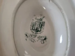 Saucière ancienne Terre de Fer – Porcelaine Opaque de Gien – décor vert géo