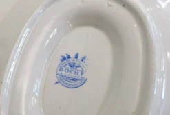 Saucière Art Déco, décor stylisé coloré, faïence Boch la Louvière