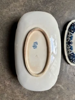 Saucière avec couvercle Gien en terre de fer bleue, service 