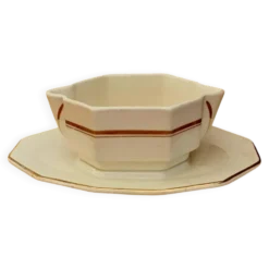 Saucière beige et dorée Saint Amand vintage