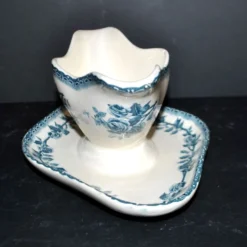 Saucière Choisy Le Roi décor fleuri roses bleu vert Hippolyte Boulenger 1900
