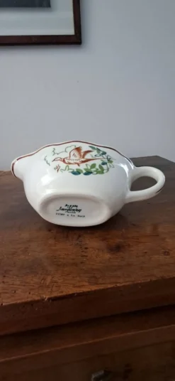 Saucière Digoin Sarreguemines décor peint à la main de gibier d'eau