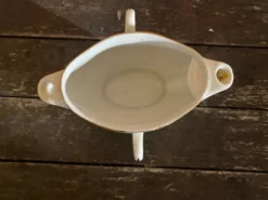 Saucière Double Ancienne Gras & Maigre Porcelaine Blanche #D906