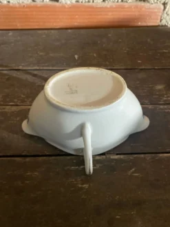 Saucière Double Ancienne Gras & Maigre Porcelaine Blanche #D906