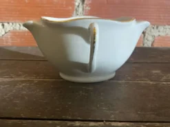 Saucière Double Ancienne Gras & Maigre Porcelaine Blanche #D906