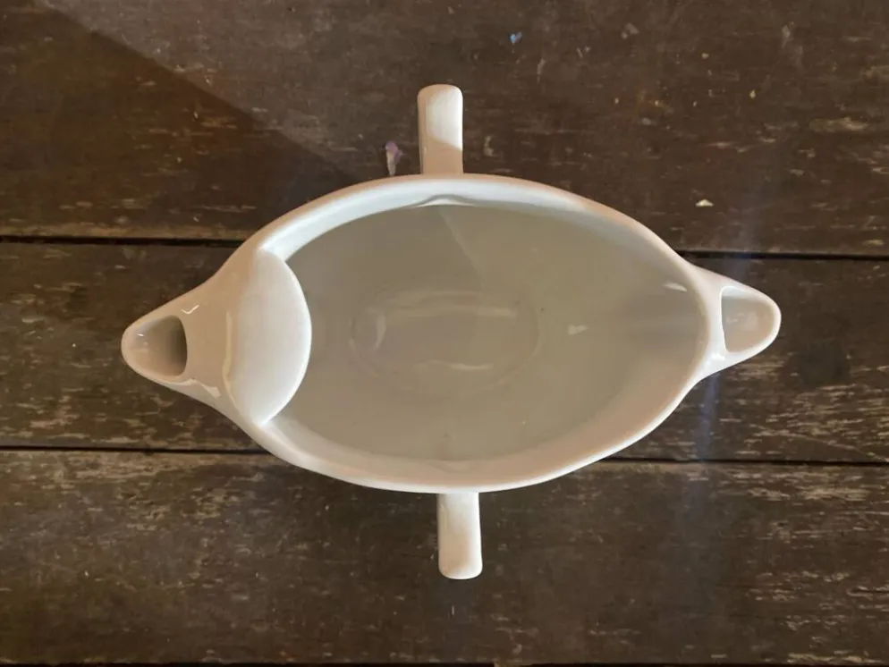 Saucière Double Ancienne PILLIVUYT Gras & Maigre Porcelaine Blanche #D