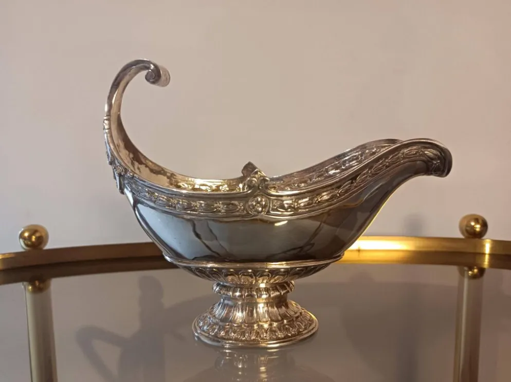 Saucière en argent massif 800, style Louis XVI, Hanau vers 1900