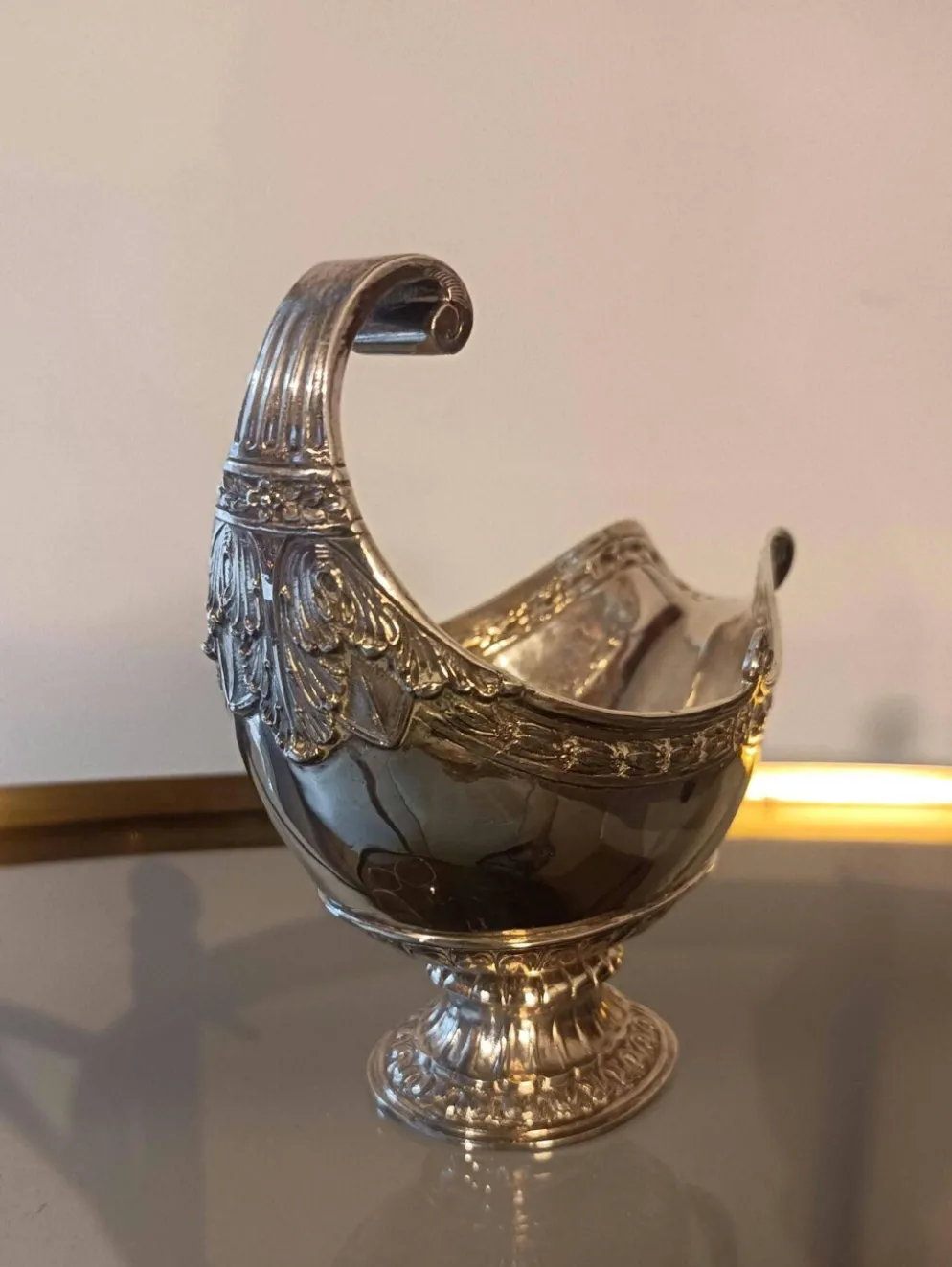 Saucière en argent massif 800, style Louis XVI, Hanau vers 1900